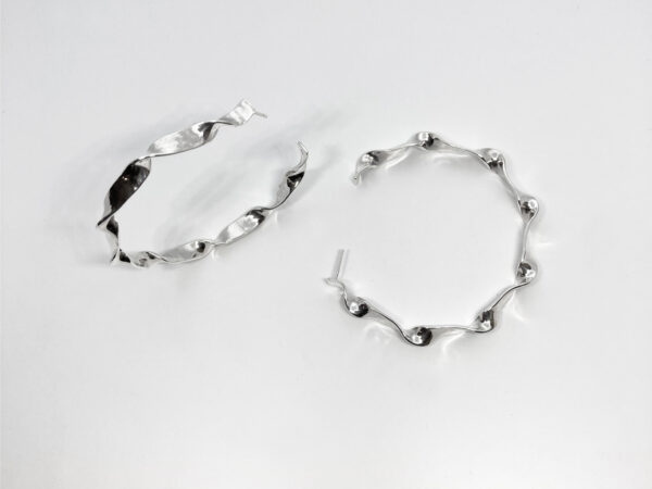 Créole argent torsade martelé poli